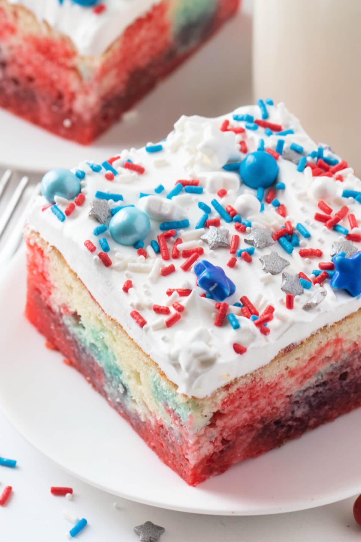 Patriotic Jello Poke Cake - Love Bakes Good Cakes