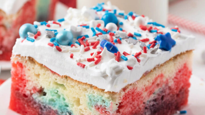 Red White and Blue Poke Cake - BeeyondCereal