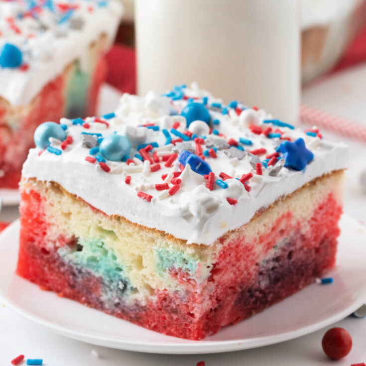 Patriotic Jello Poke Cake - Love Bakes Good Cakes