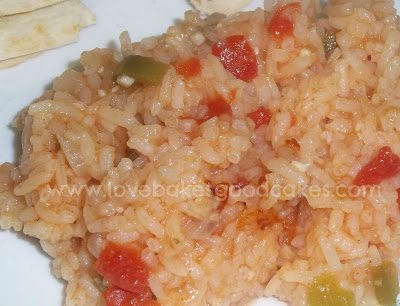 Mexican rice prepared on plate close up