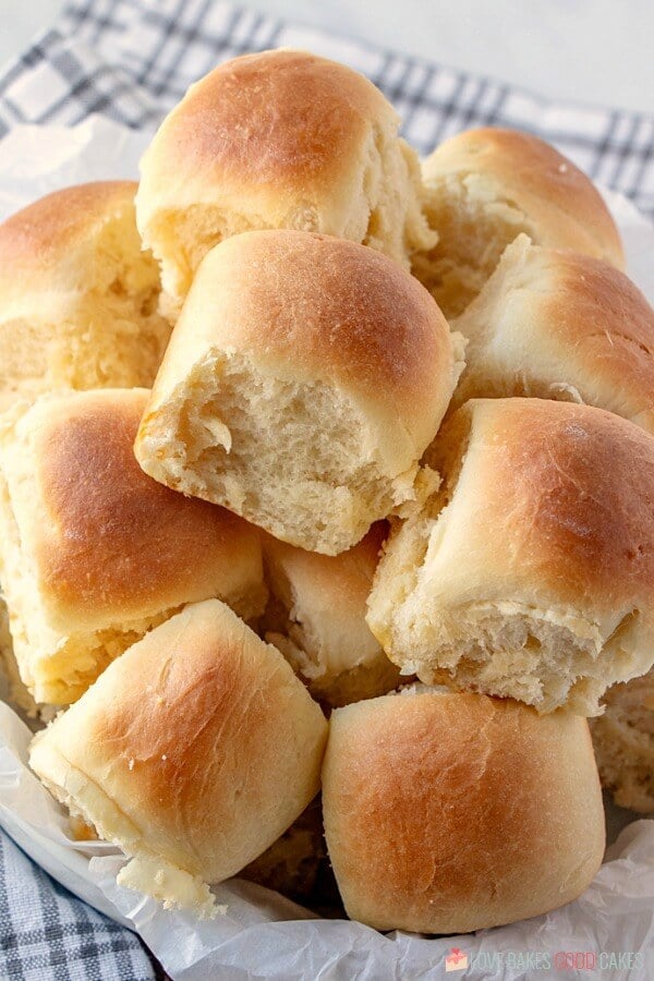 Soft and Easy Buttery Rolls piled in bowl.