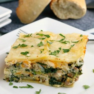 Italian Sausage Spinach Alfredo Lasagna - Love Bakes Good Cakes