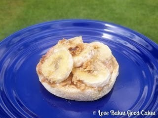 Peanut Butter Banana Breakfast Muffin on a plate.