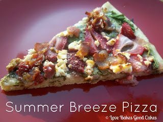 Summer Breeze Pizza slice on red plate