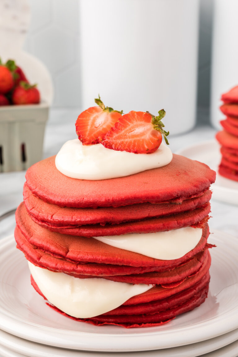 Red Velvet Pancakes - Love Bakes Good Cakes