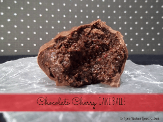 Chocolate Cherry Cake Ball on parchment paper.