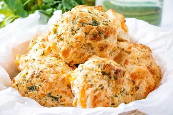 copycat Red Lobster Cheddar Bay Biscuits in bowl