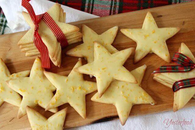 Cornmeal stars on a bread board.