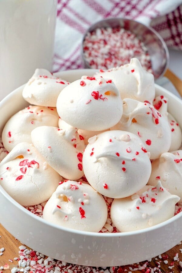 These Peppermint Meringues are perfect for gift giving or on a cookie tray! They are super budget-friendly and they're so easy to make! 