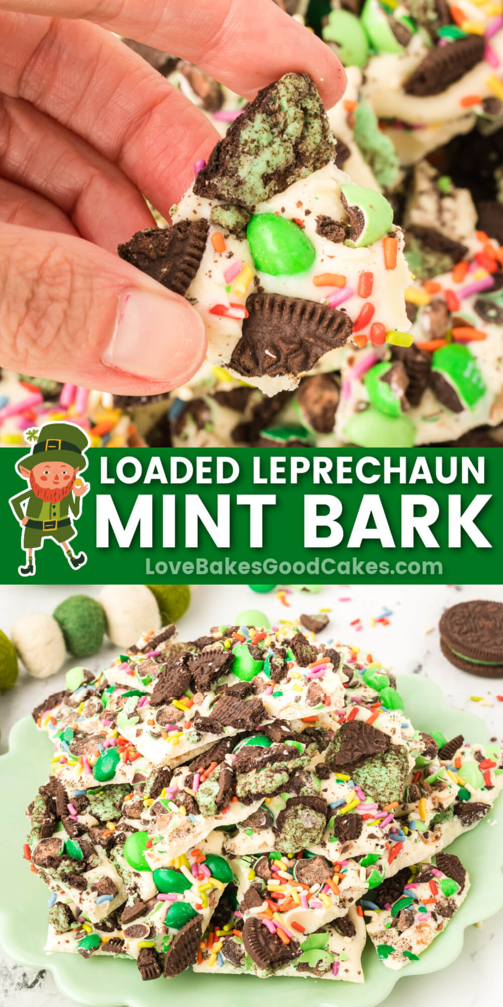 Loaded Leprechaun Mint Bark - Love Bakes Good Cakes