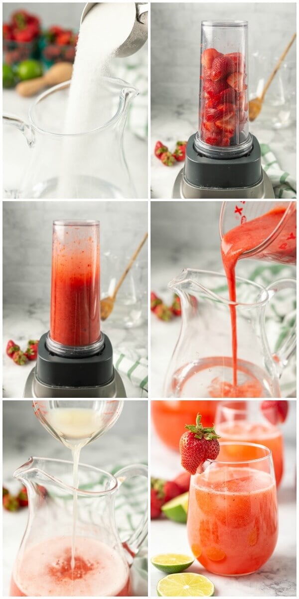 step by step how to make strawberry agua fresca