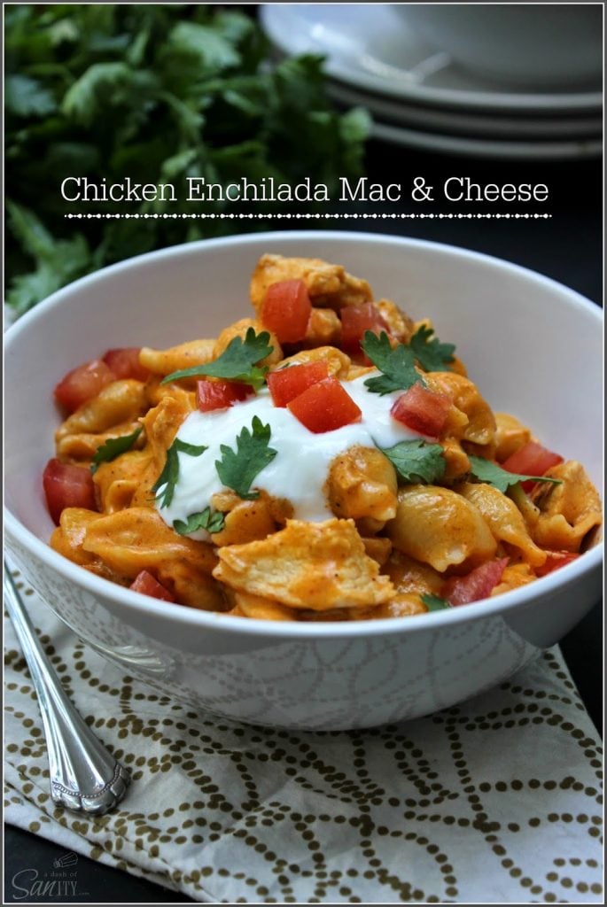 Chicken Enchilada Mac & Cheese in bowl.