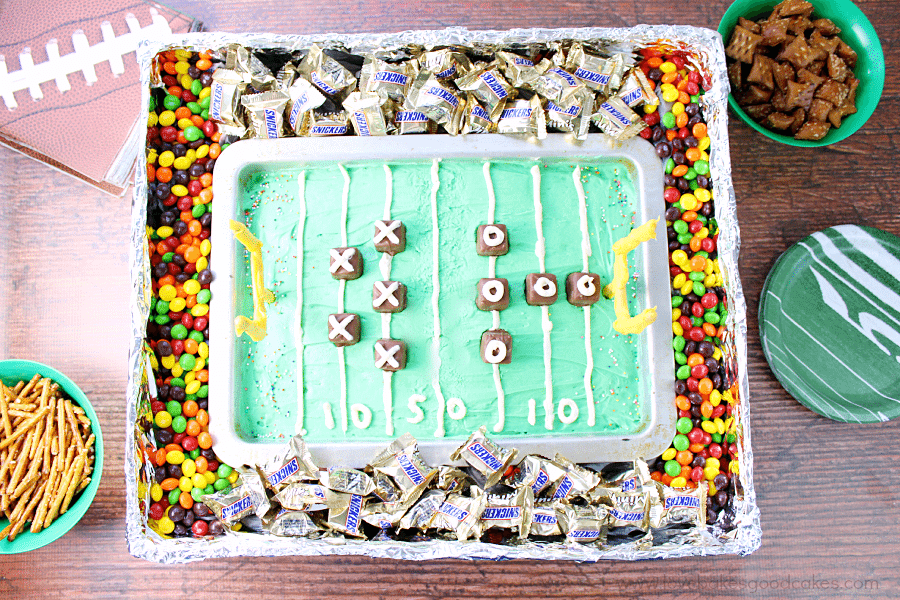 Game Day Cake with candy.