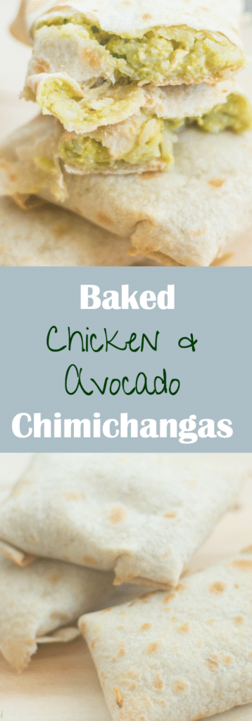 Baked Chicken & Avocado Chimichangas collage.