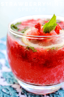 Strawberry Mint Spritzer in a glass.