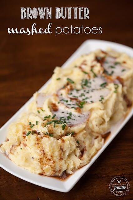  Brown Butter Mashed Potatoes on a white plate. valentine's day food ideas