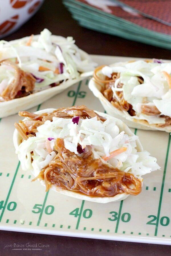 Southern-Style BBQ Pork Taco Boats close up.
