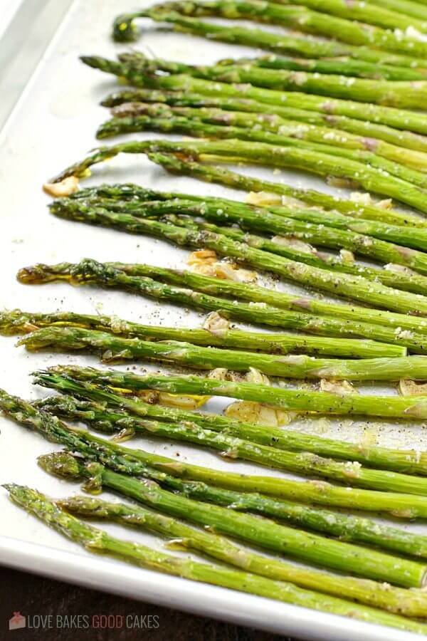 Oven-Roasted Asparagus on a white plate.