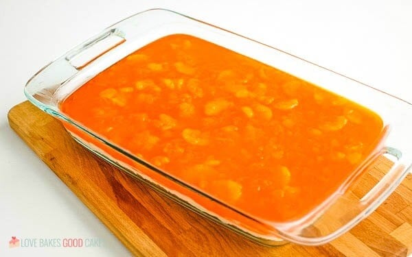 orange gelatin layer in pan
