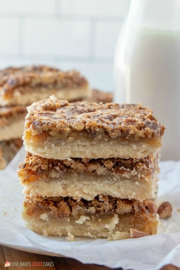 Pecan Pie Bars made with a shortbread crust