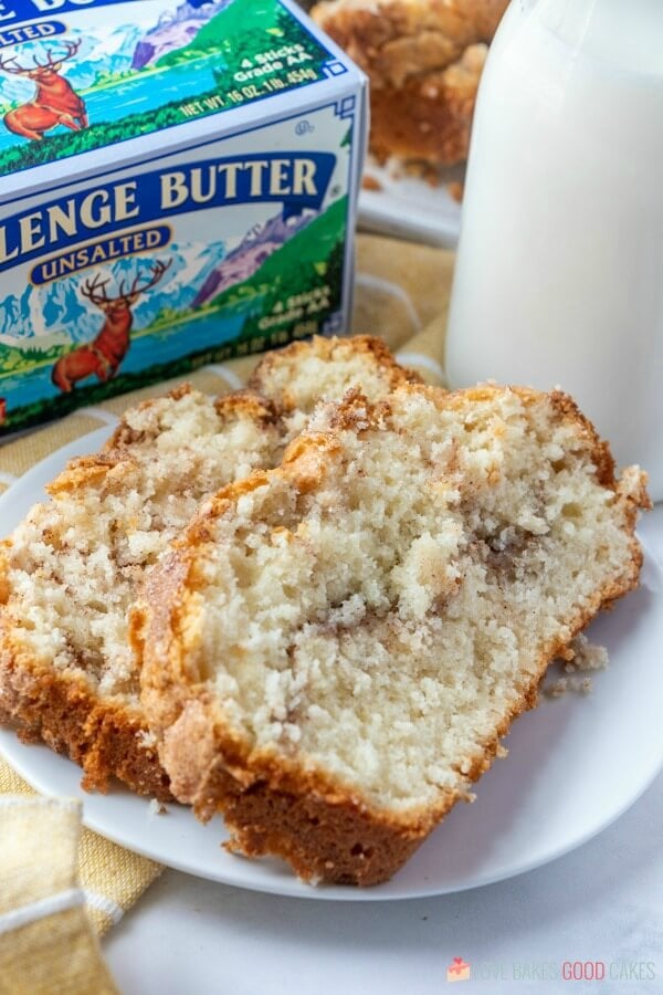 Amish Cinnamon Bread without Starter on white plate