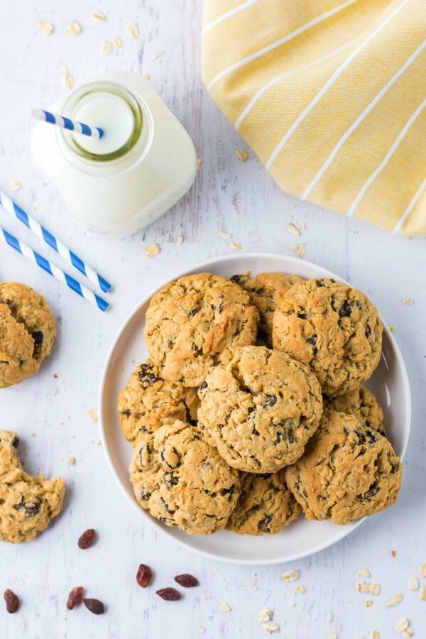 cookies on plate with milk