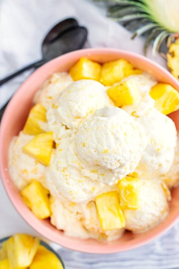 no-churn pineapple ice cream