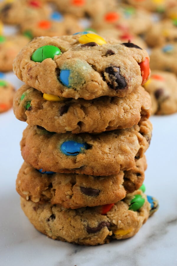 tall stack of Monster Cookies