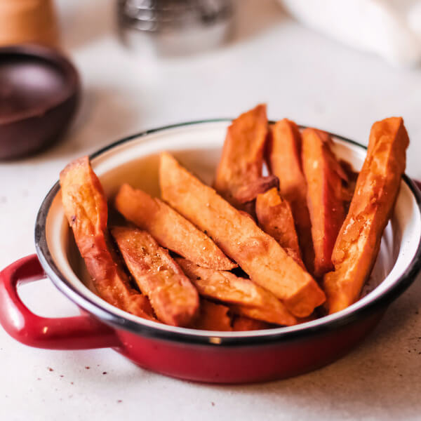oven-baked sweet potato fries in bowl