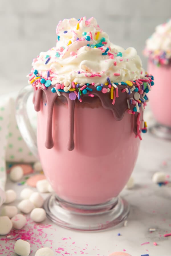 Unicorn Hot Chocolate - Love Bakes Good Cakes