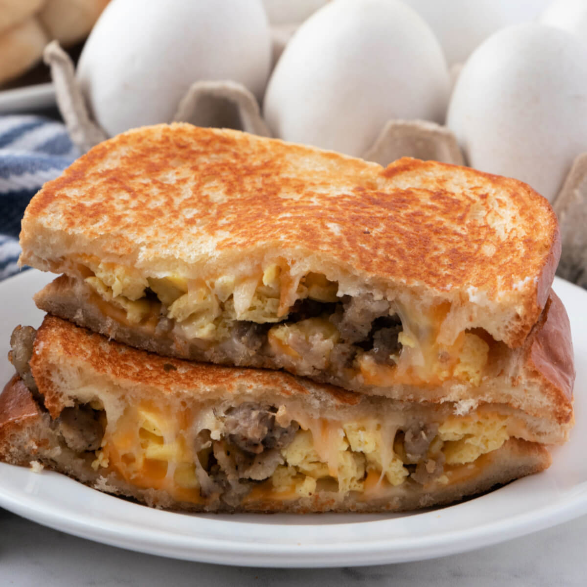 Breakfast Grilled Cheese with Soft Scrambled Eggs Recipe