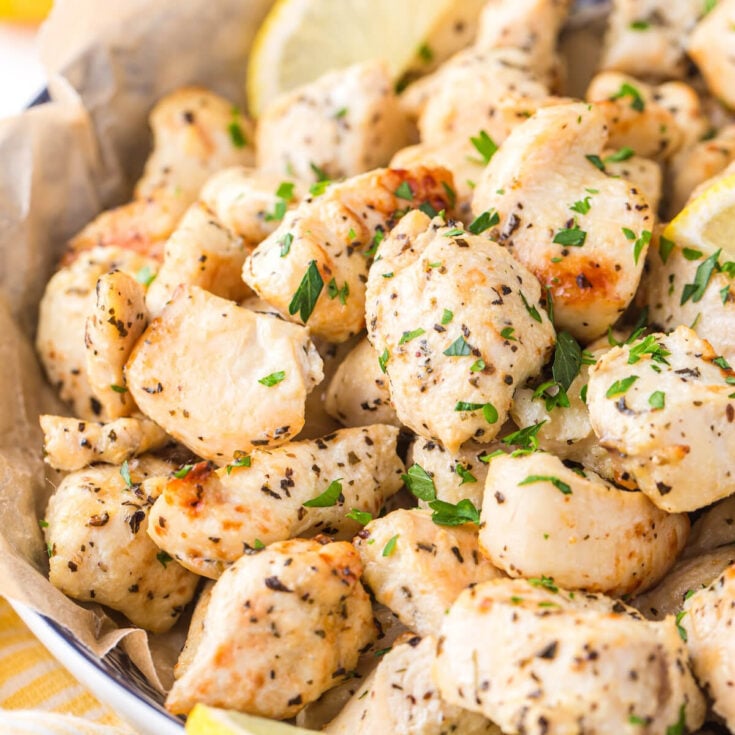 Air Fryer Lemon Chicken Bites - Love Bakes Good Cakes