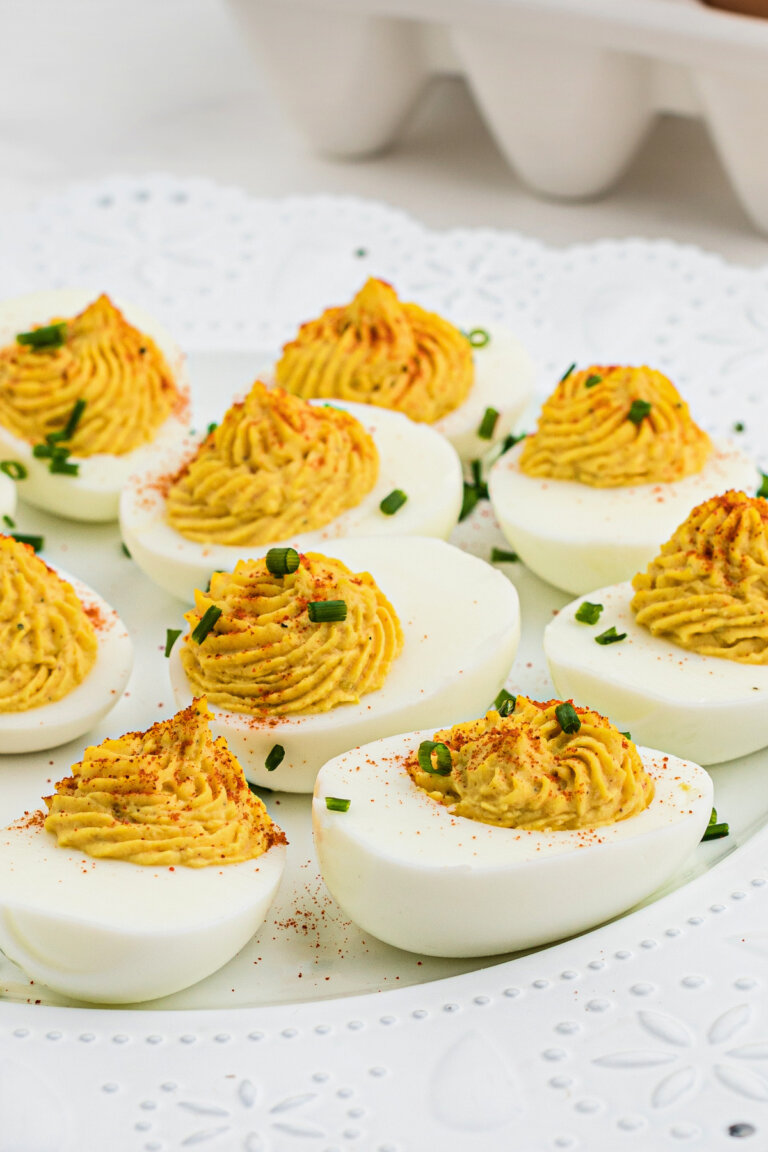 Horseradish Deviled Eggs - Love Bakes Good Cakes