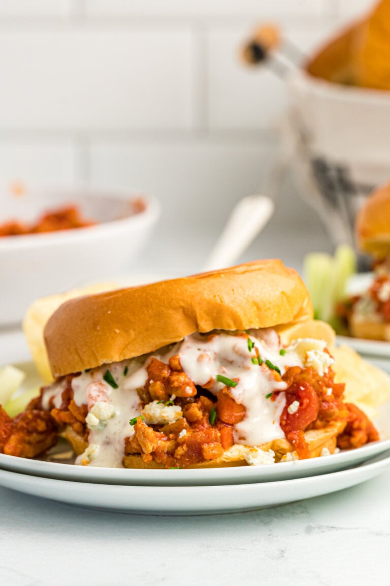 Buffalo Chicken Sloppy Joes - Love Bakes Good Cakes