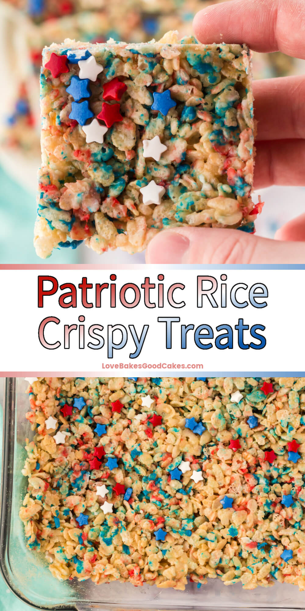 Patriotic Rice Crispy Treats - Love Bakes Good Cakes