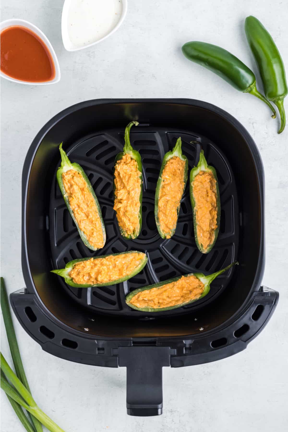 Air Fryer Buffalo Chicken Jalapeno Poppers - Love Bakes Good Cakes