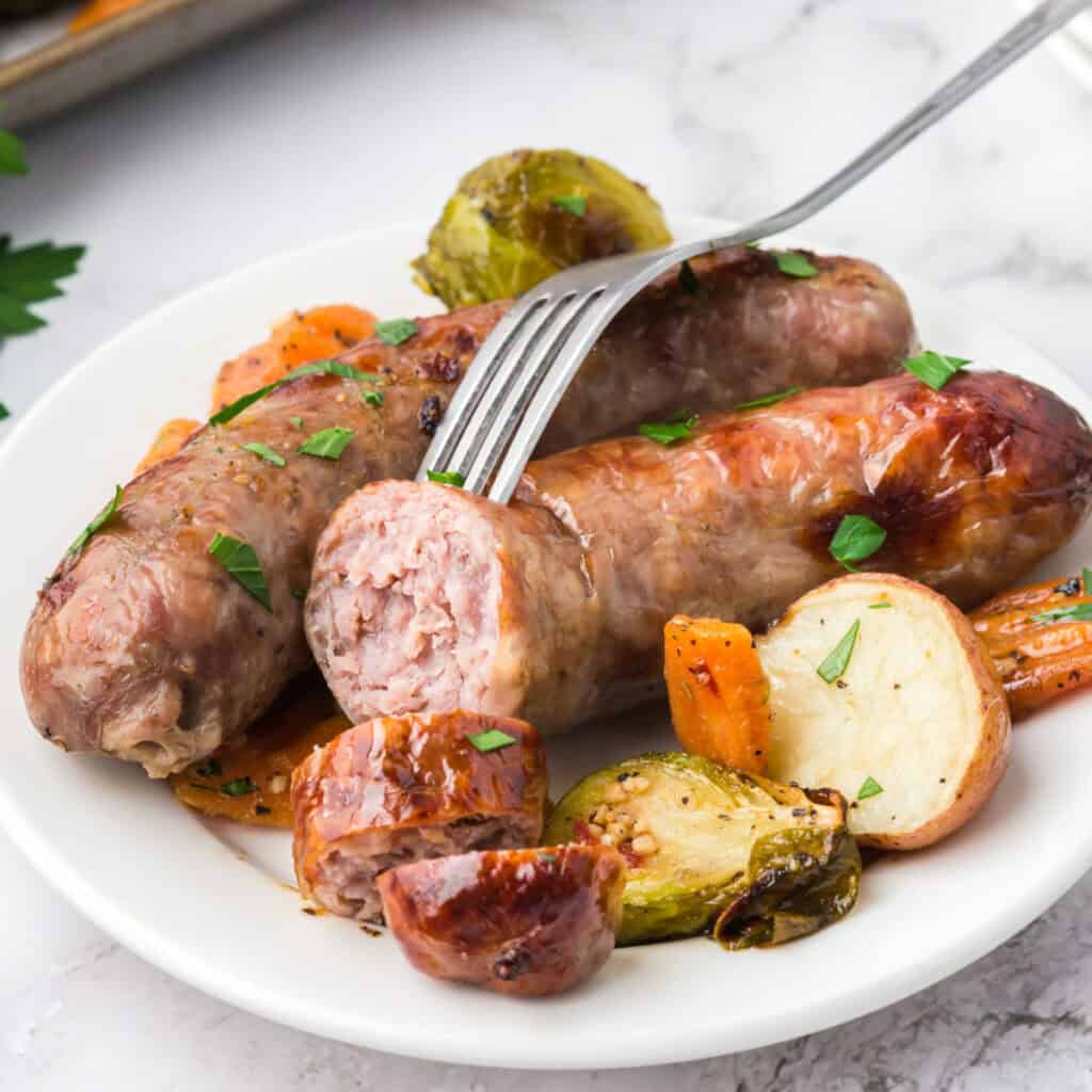 sausage and veggies on plate