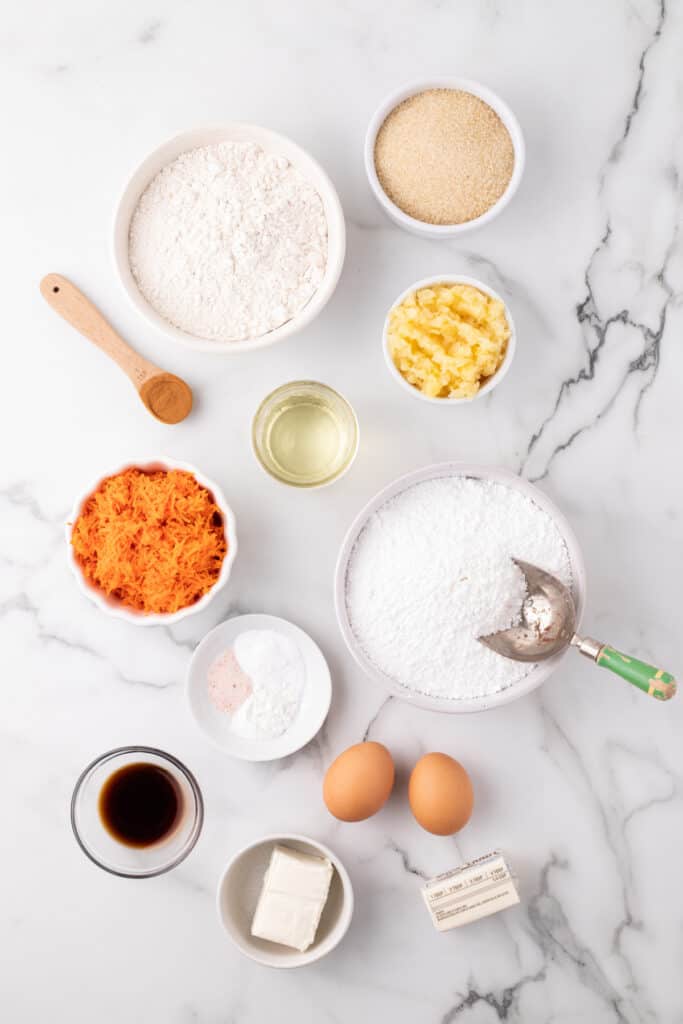 ingredients to make sheet pan carrot cake