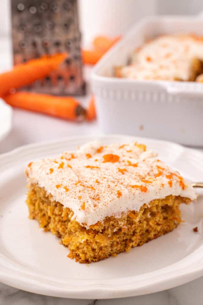 slice of carrot cake on plate