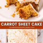 carrot sheet cake pin collage