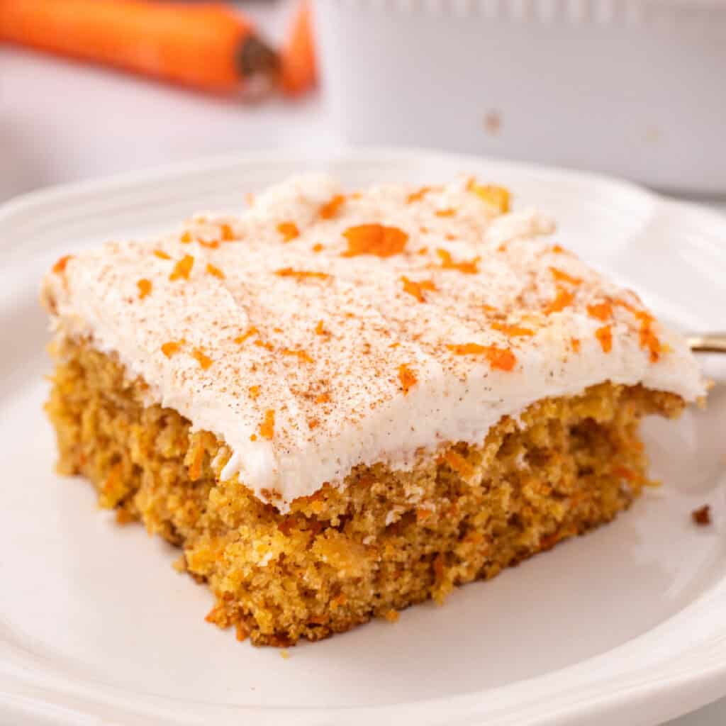 slice of carrot cake on plate