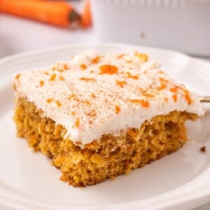 slice of carrot cake on plate