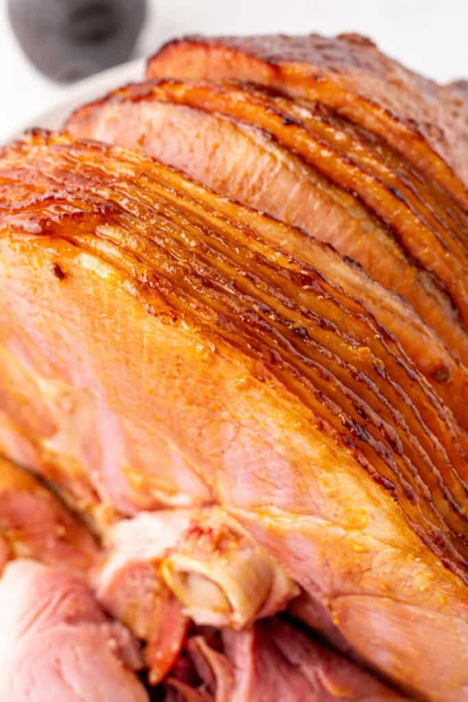 closeup of coca cola glazed ham