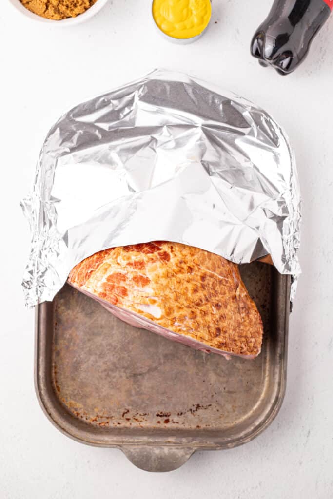 ham in a roasting pan