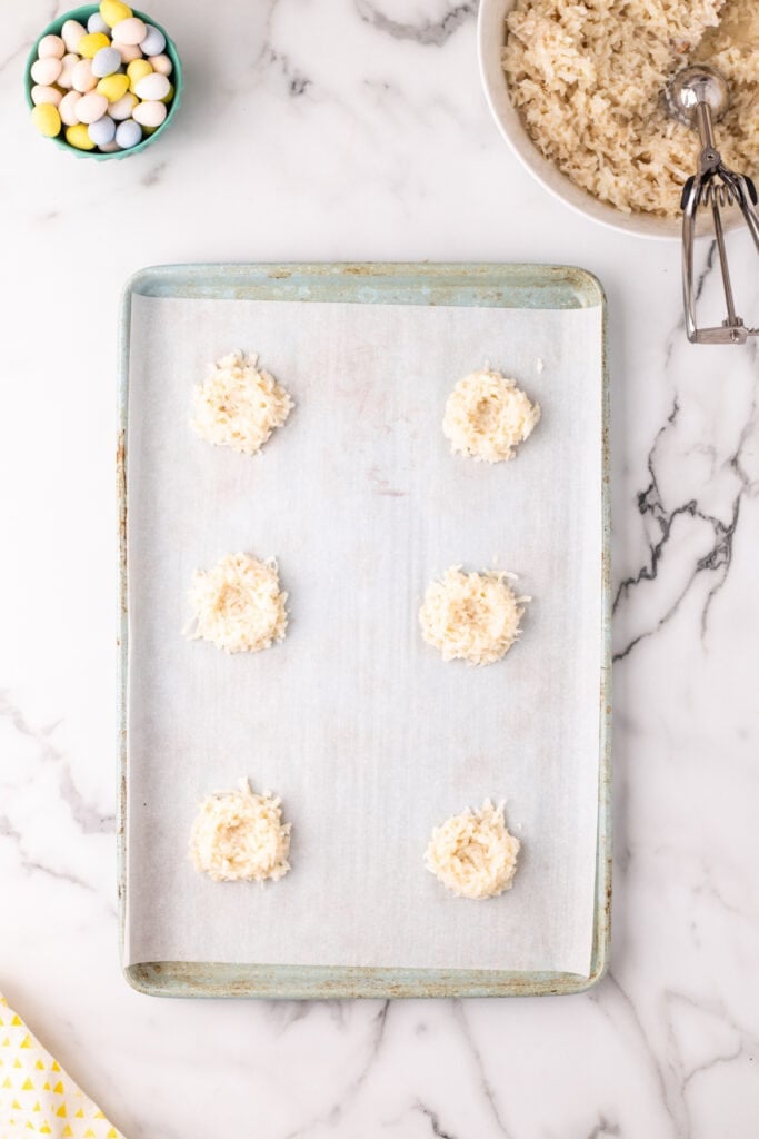 cookies with dents to form a nest shape