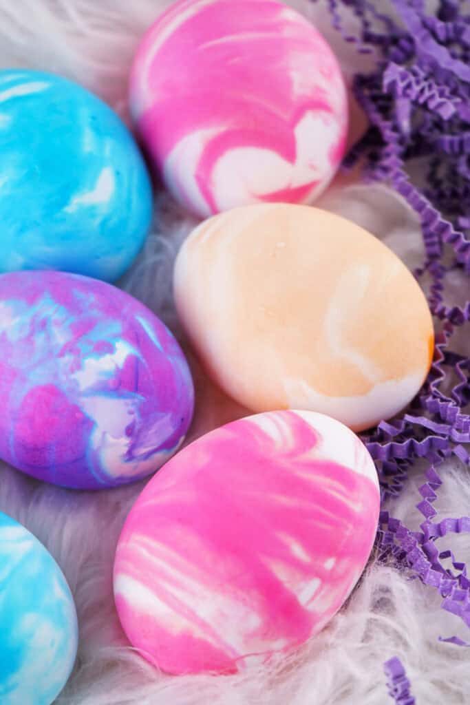 several assorted color cool whip dyed ester eggs