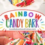 rainbow candy bark pin collage