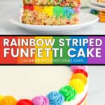 rainbow striped funfetti cake pin collage